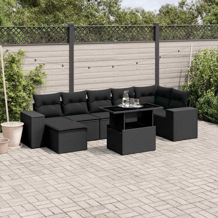 Set Canapele De Grădină, 8 Piese, Cu Perne, Bej, Poliratan