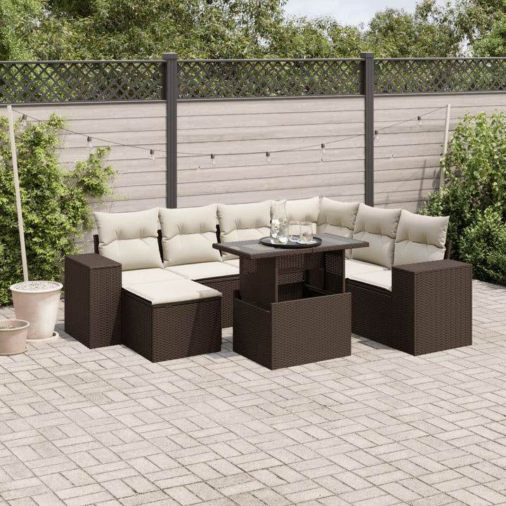 Set Mobilier De Grădină Cu Perne, 8 Piese, Negru, Poliratan