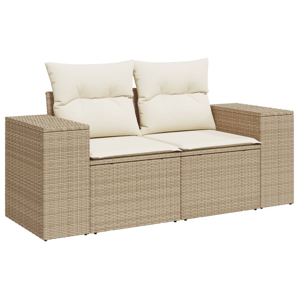 Set Canapele De Grădină, 9 Piese, Cu Perne, Bej, Poliratan