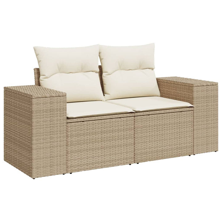 Set Canapele De Grădină, 9 Piese, Cu Perne, Bej, Poliratan