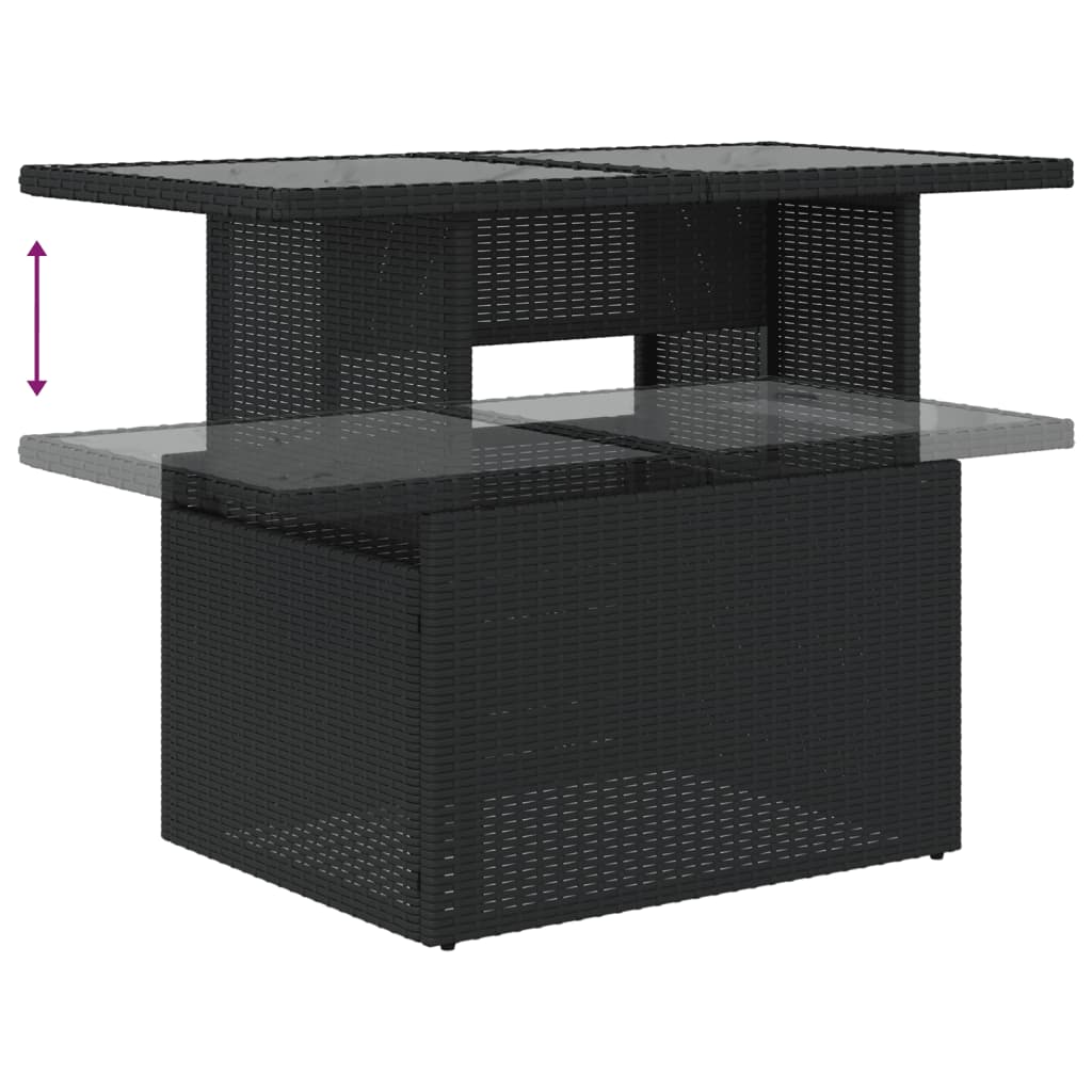 Set Canapele De Grădină Cu Perne, 10 Piese, Negru, Poliratan