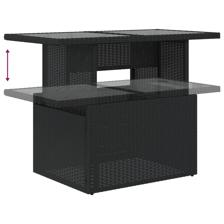 Set Canapele De Grădină Cu Perne, 10 Piese, Negru, Poliratan