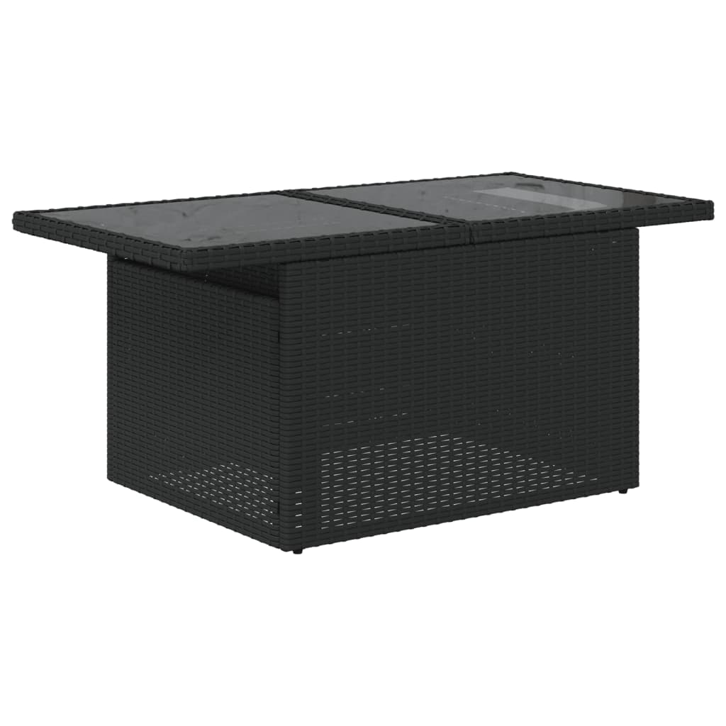 Set Canapele De Grădină Cu Perne, 10 Piese, Negru, Poliratan