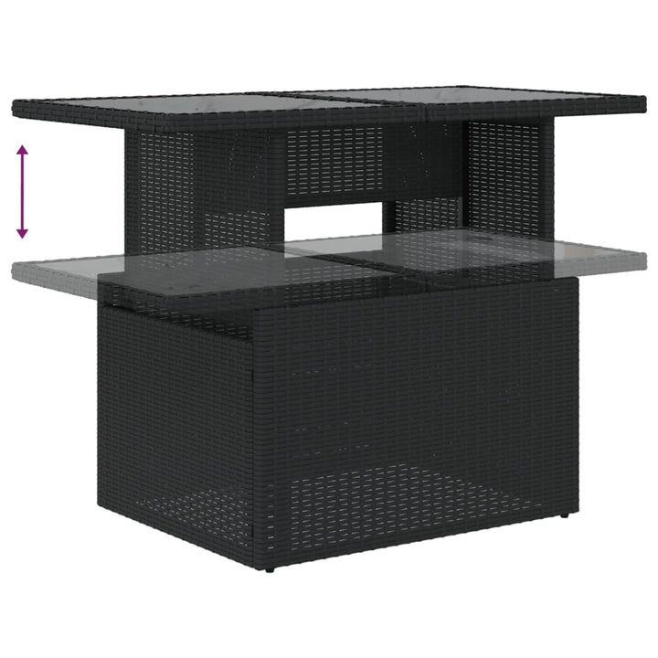 Set Canapele De Grădină Cu Perne, 10 Piese, Negru, Poliratan