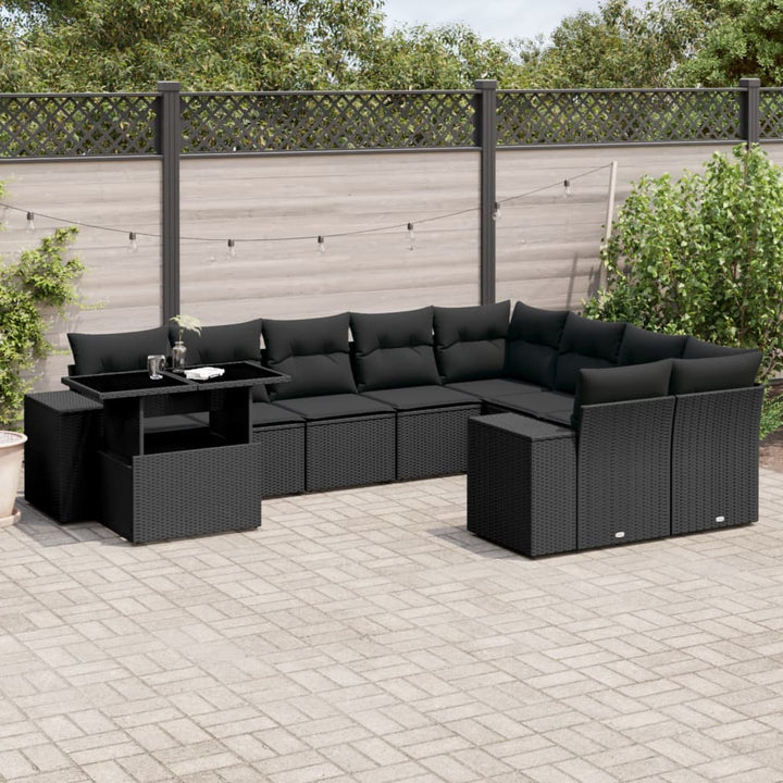 Set Mobilier De Grădină Cu Perne, 10 Piese, , Poliratan