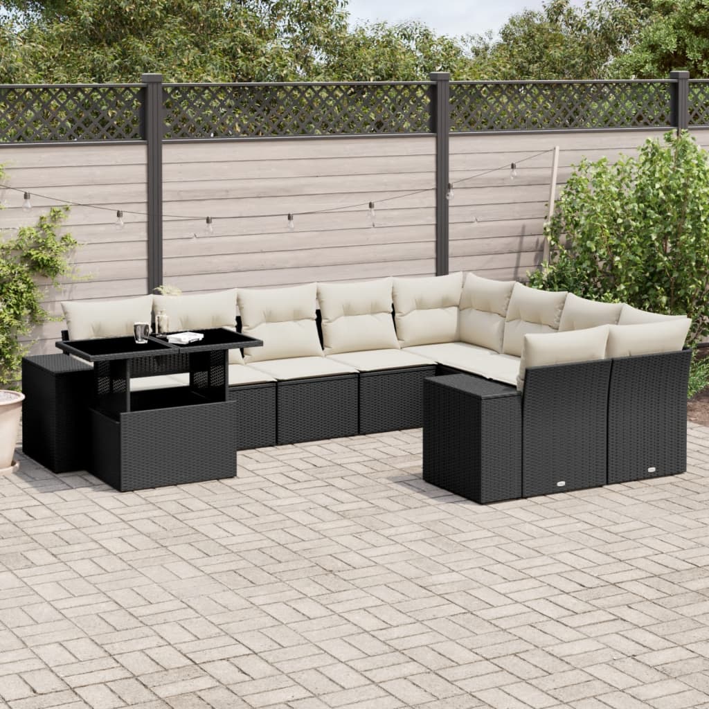 Set Mobilier De Grădină Cu Perne, 10 Piese, , Poliratan