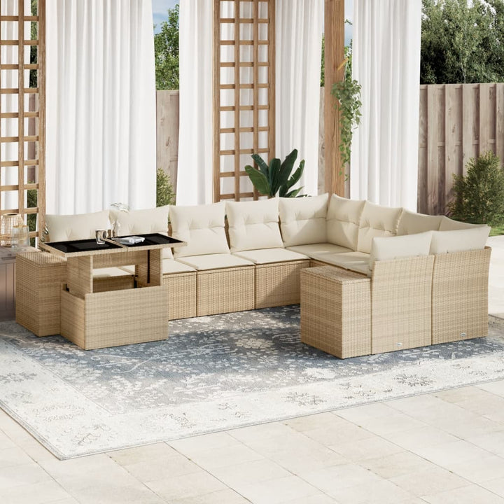 Set Mobilier De Grădină Cu Perne, 10 Piese, , Poliratan