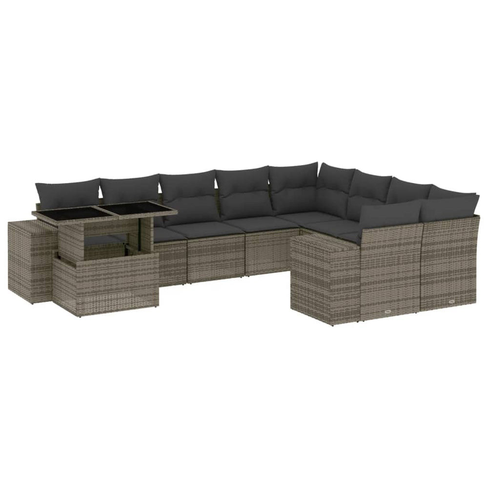 Set Mobilier De Grădină Cu Perne, 10 Piese, , Poliratan