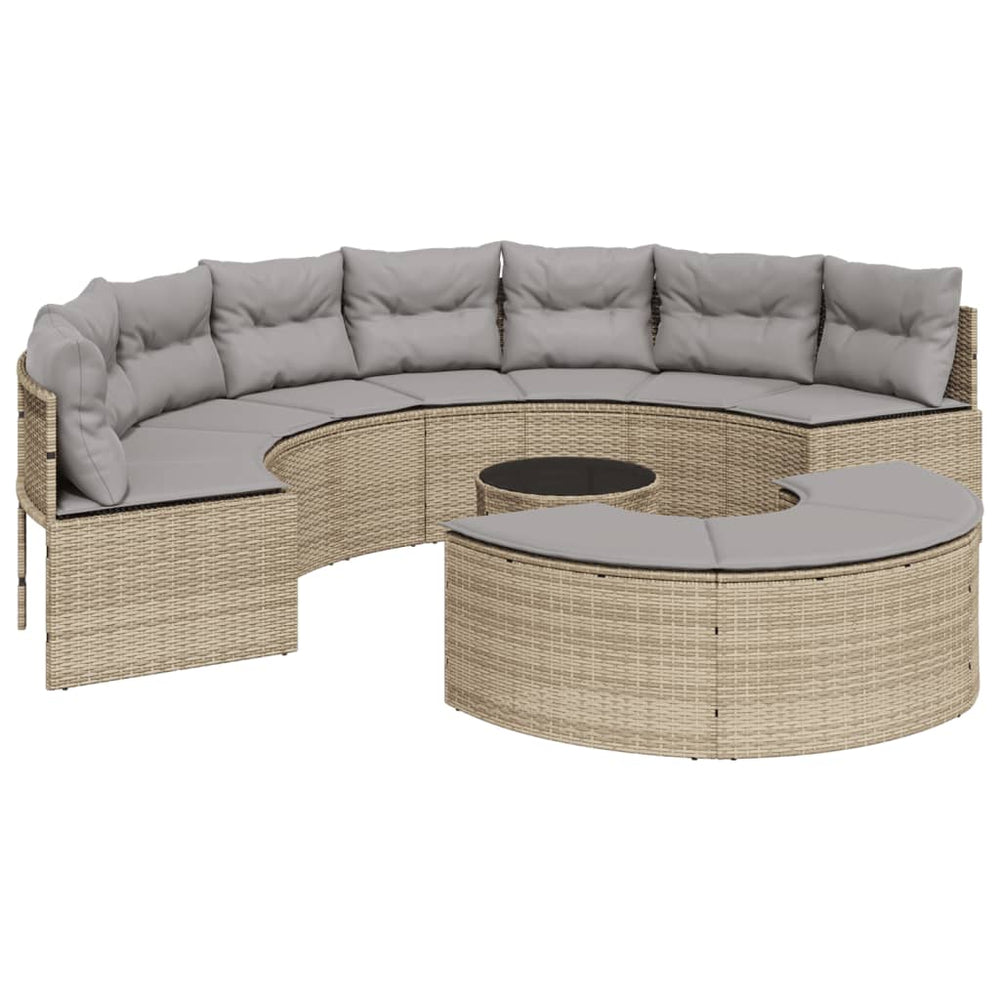 Set Canapea De Grădină, 3 Piese, Semi-Rotunde, , Poliratan