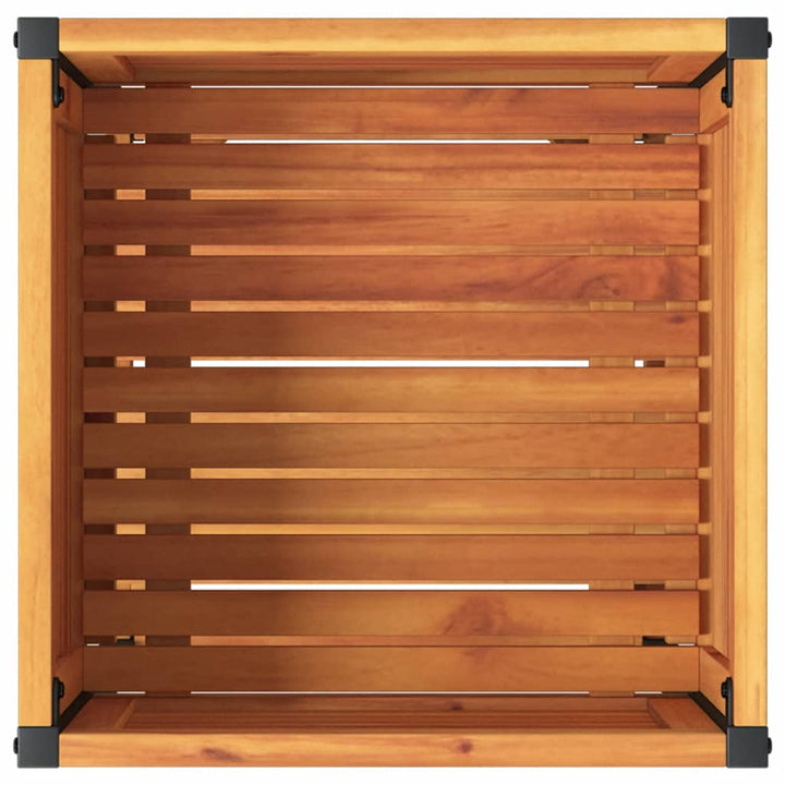 Jardinieră De Grădină Cu Raft 45X45X80Cm Lemn Masiv Acacia/Oțel