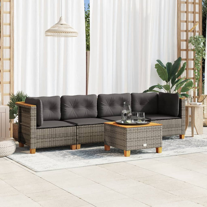 Set Mobilier De Grădină Cu Perne, 5 Piese, , Poliratan