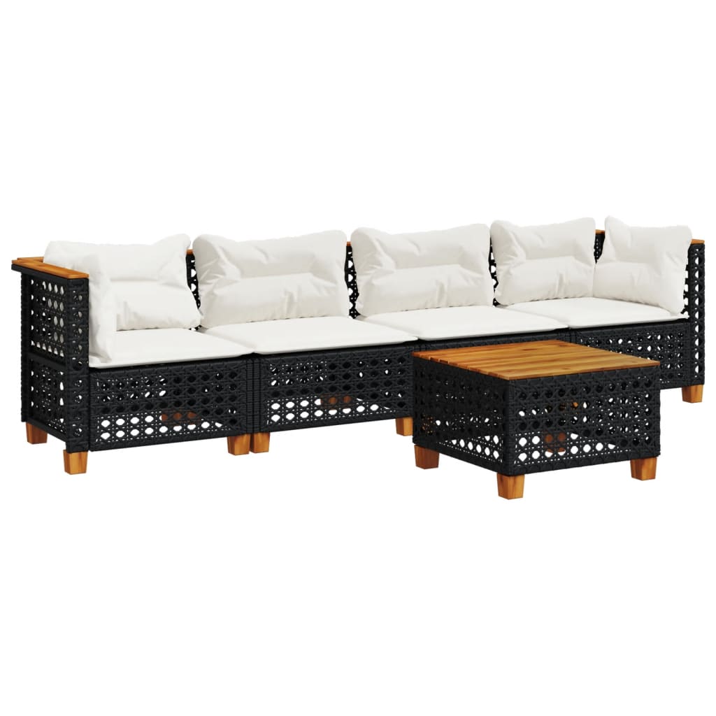 Set Mobilier De Grădină Cu Perne, 5 Piese, , Poliratan