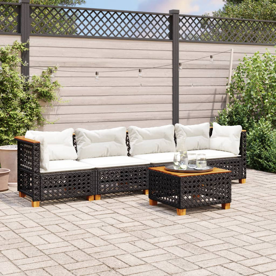 Set Mobilier De Grădină Cu Perne, 5 Piese, , Poliratan