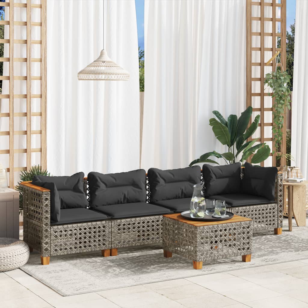 Set Mobilier De Grădină Cu Perne, 5 Piese, , Poliratan