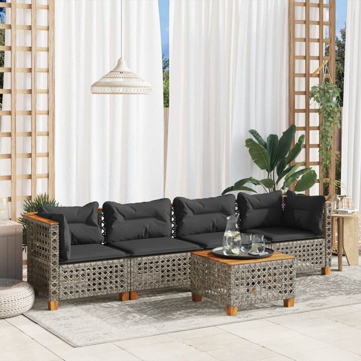 Set Mobilier De Grădină Cu Perne, 5 Piese, , Poliratan