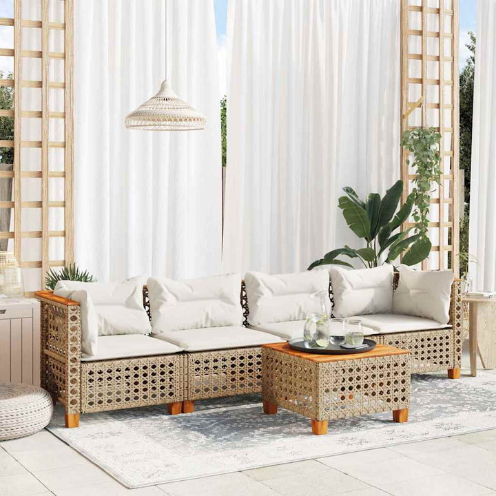 Set Mobilier De Grădină Cu Perne, 5 Piese, , Poliratan