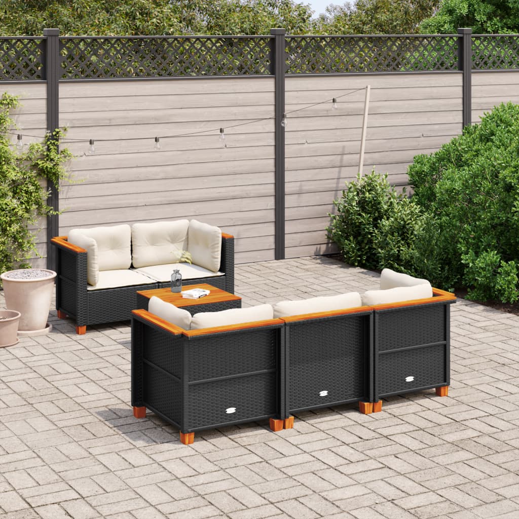Set Mobilier De Grădină Cu Perne, 6 Piese, , Poliratan