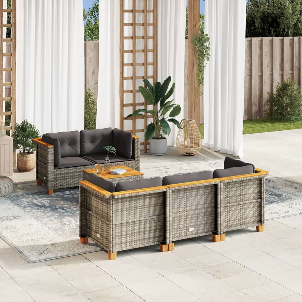 Set Mobilier De Grădină Cu Perne, 6 Piese, , Poliratan