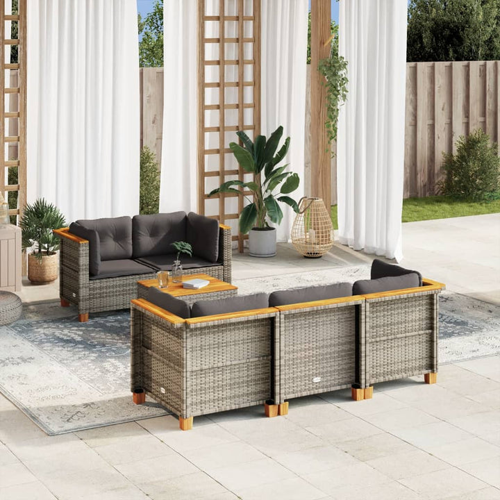 Set Mobilier De Grădină Cu Perne, 6 Piese, , Poliratan