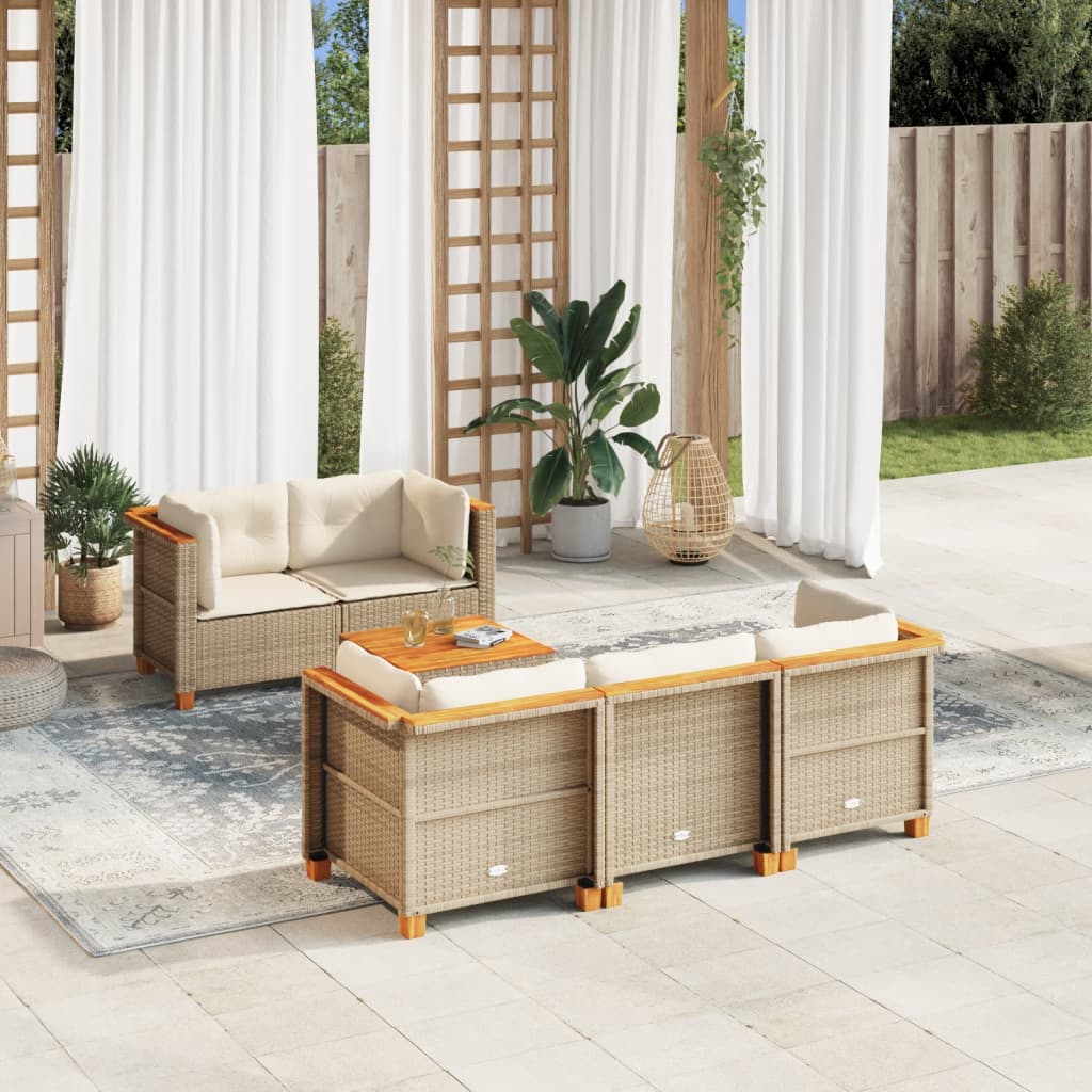 Set Mobilier De Grădină Cu Perne, 6 Piese, , Poliratan