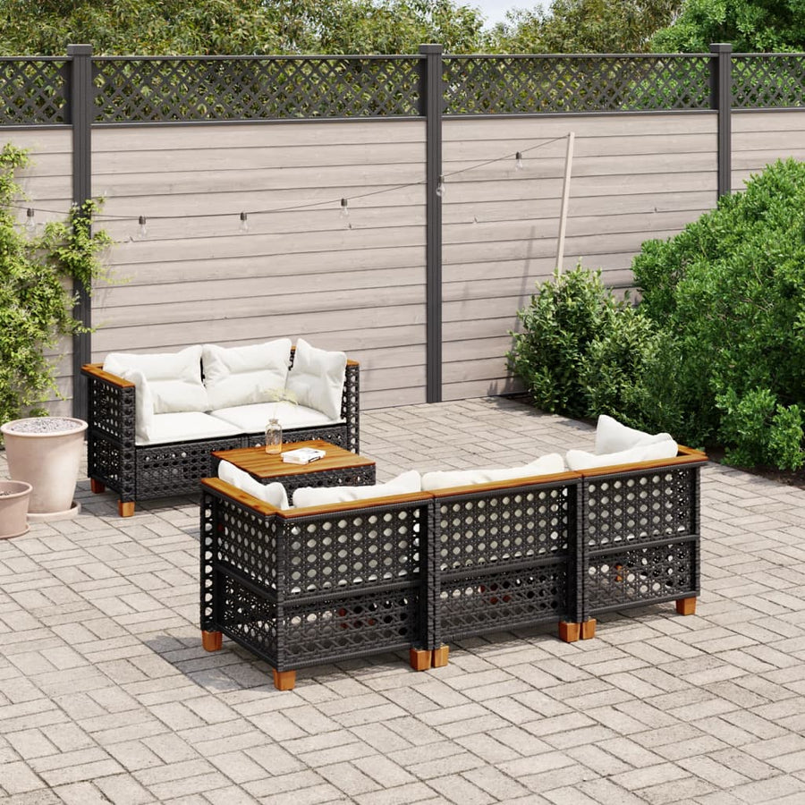 Set Mobilier De Grădină Cu Perne, 6 Piese, , Poliratan