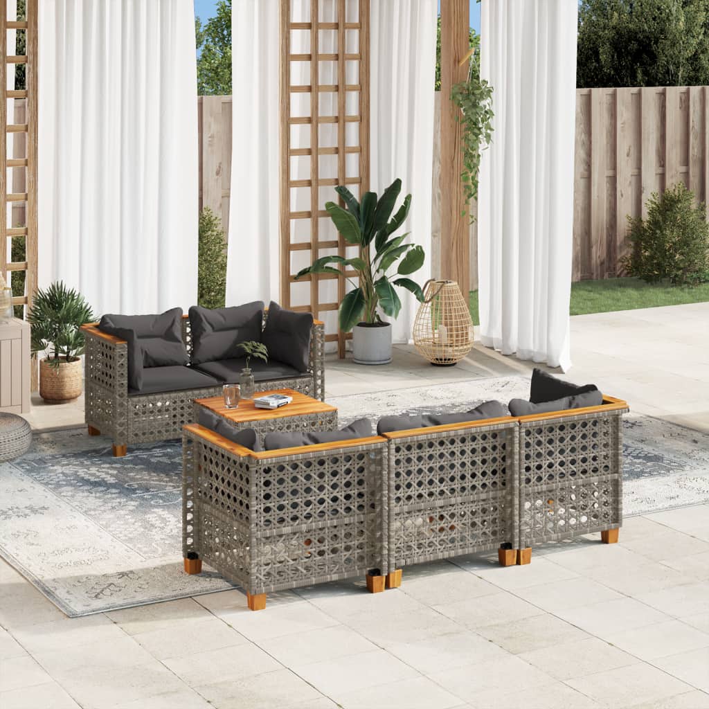 Set Mobilier De Grădină Cu Perne, 6 Piese, , Poliratan