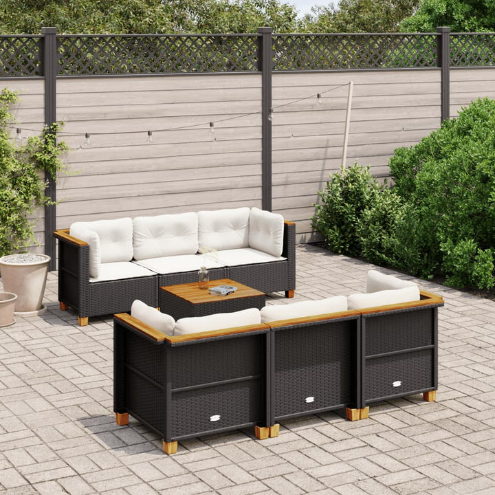 Set Canapele De Grădină Cu Perne, 7 Piese, , Poliratan