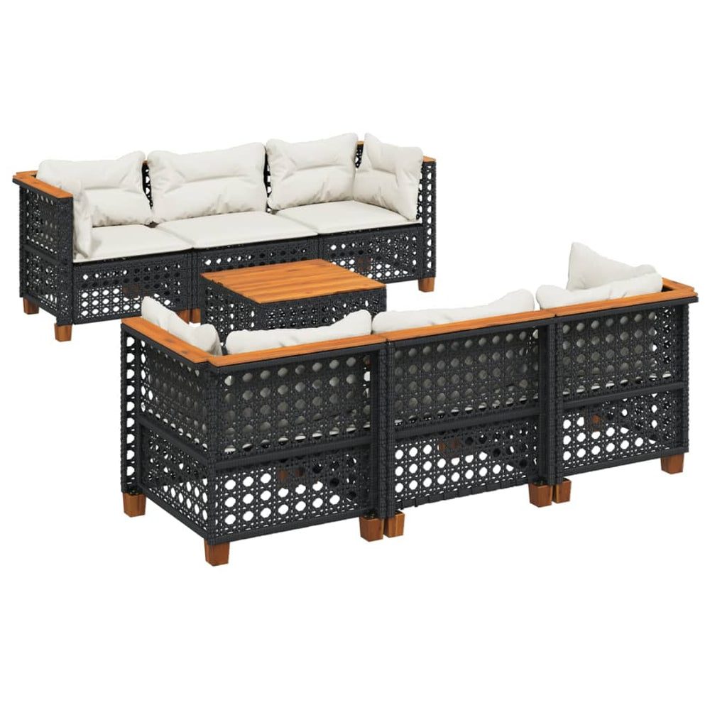Set Canapele De Grădină Cu Perne, 7 Piese, , Poliratan