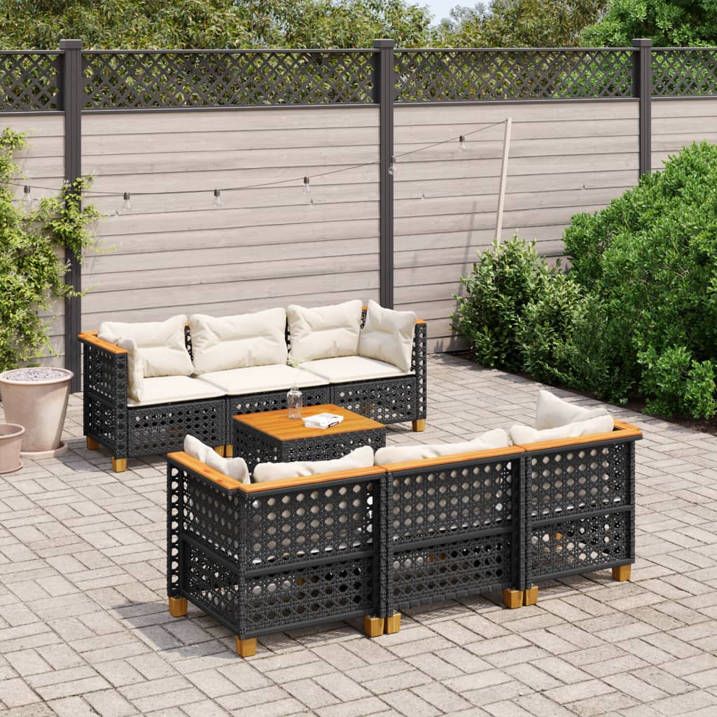 Set Canapele De Grădină Cu Perne, 7 Piese, , Poliratan