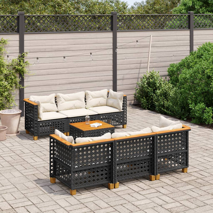 Set Canapele De Grădină Cu Perne, 7 Piese, , Poliratan