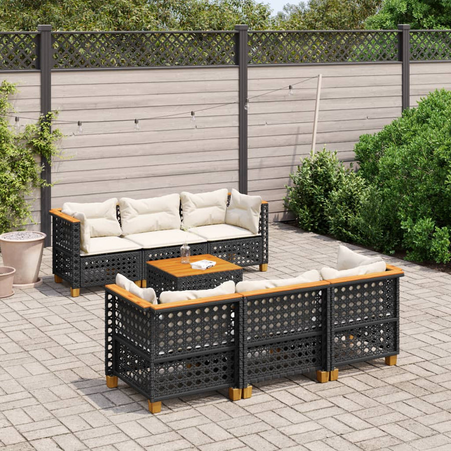 Set Canapele De Grădină Cu Perne, 7 Piese, , Poliratan