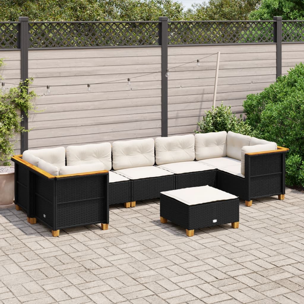 Set Canapele De Grădină Cu Perne, 8 Piese, , Poliratan