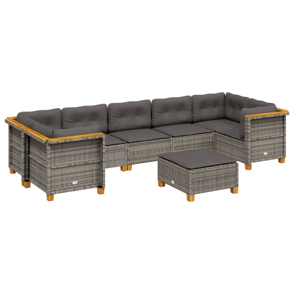 Set Canapele De Grădină Cu Perne, 8 Piese, , Poliratan