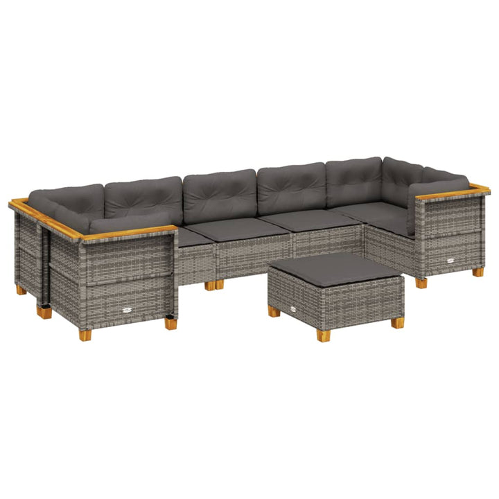 Set Canapele De Grădină Cu Perne, 8 Piese, , Poliratan