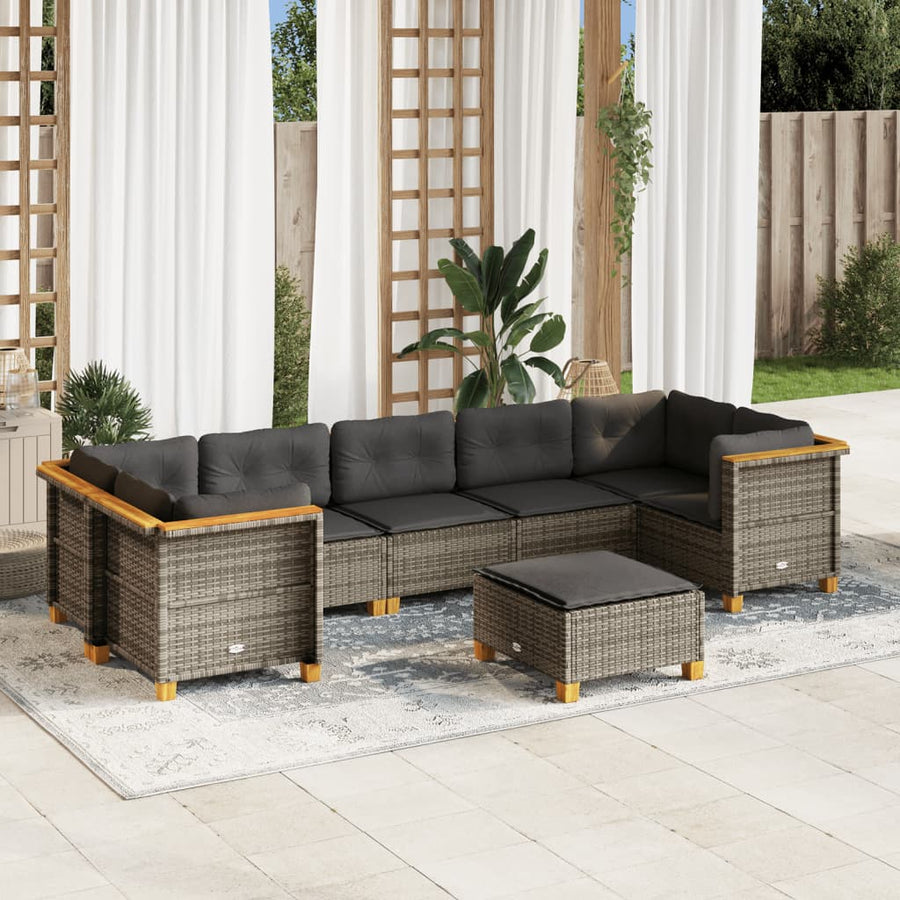 Set Canapele De Grădină Cu Perne, 8 Piese, , Poliratan