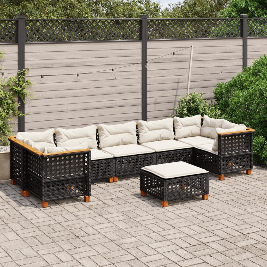 Set Canapele De Grădină Cu Perne, 8 Piese, , Poliratan