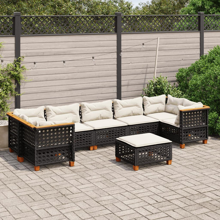 Set Canapele De Grădină Cu Perne, 8 Piese, , Poliratan
