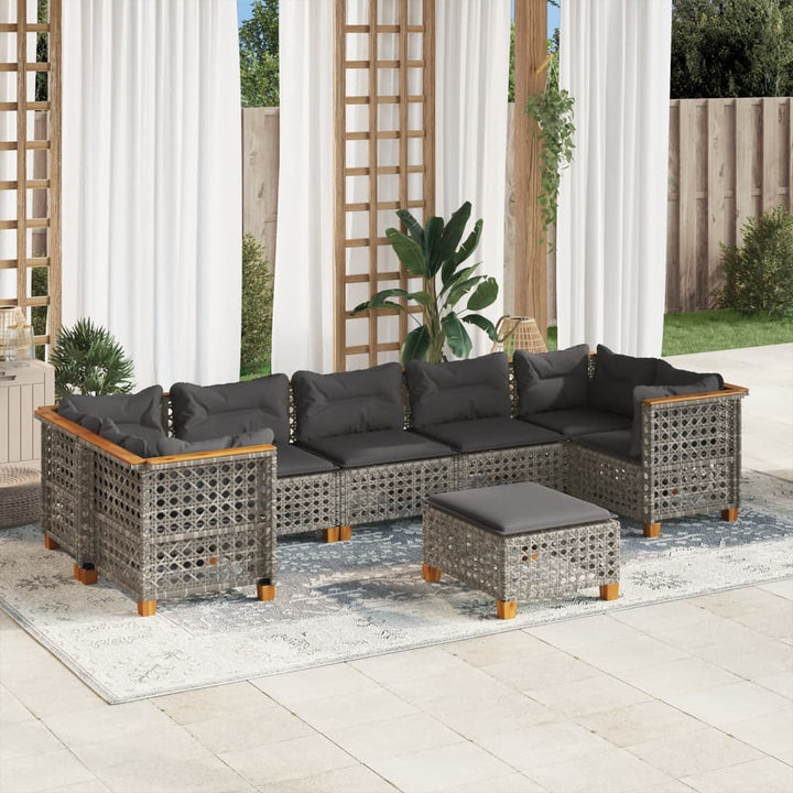 Set Canapele De Grădină Cu Perne, 8 Piese, , Poliratan