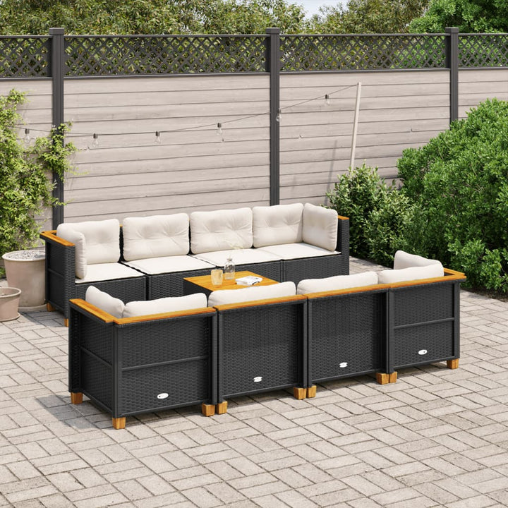 Set Canapele De Grădină, 9 Piese, Cu Perne, , Poliratan