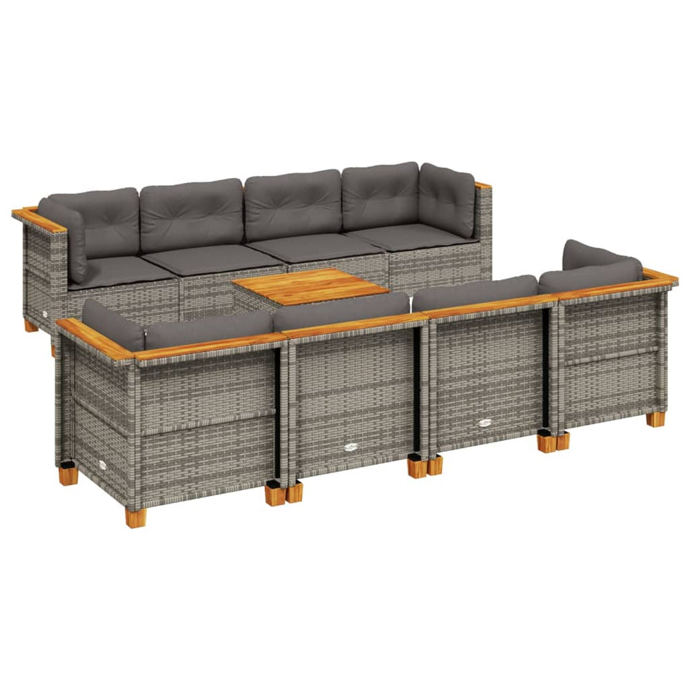 Set Canapele De Grădină, 9 Piese, Cu Perne, , Poliratan