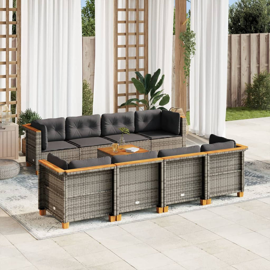Set Canapele De Grădină, 9 Piese, Cu Perne, , Poliratan