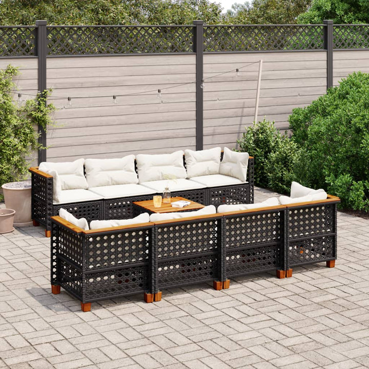 Set Canapele De Grădină, 9 Piese, Cu Perne, , Poliratan