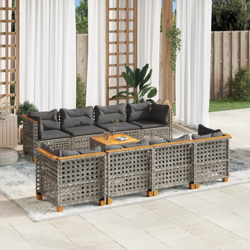 Set Canapele De Grădină, 9 Piese, Cu Perne, , Poliratan