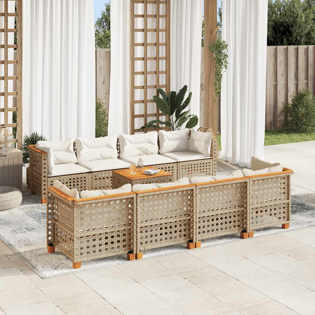 Set Canapele De Grădină, 9 Piese, Cu Perne, , Poliratan