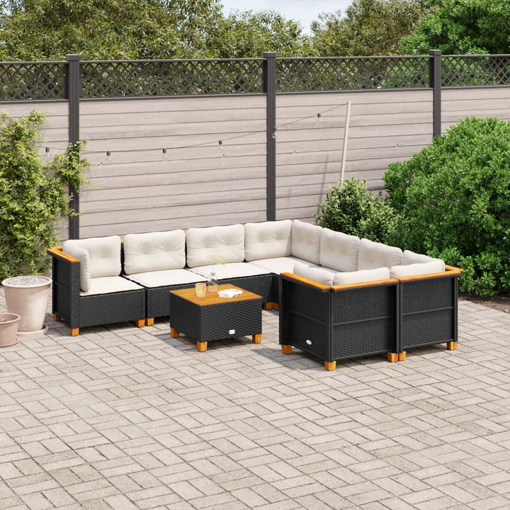 Set Canapele De Grădină, 9 Piese, Cu Perne, , Poliratan