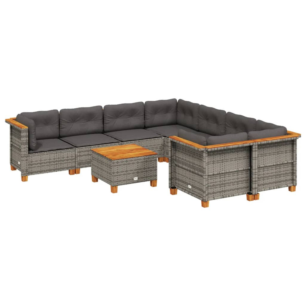 Set Canapele De Grădină, 9 Piese, Cu Perne, , Poliratan