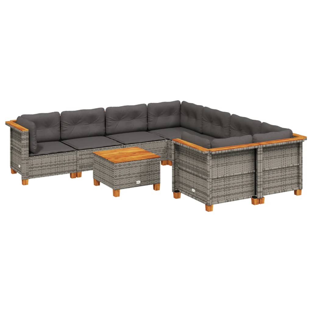 Set Canapele De Grădină, 9 Piese, Cu Perne, , Poliratan