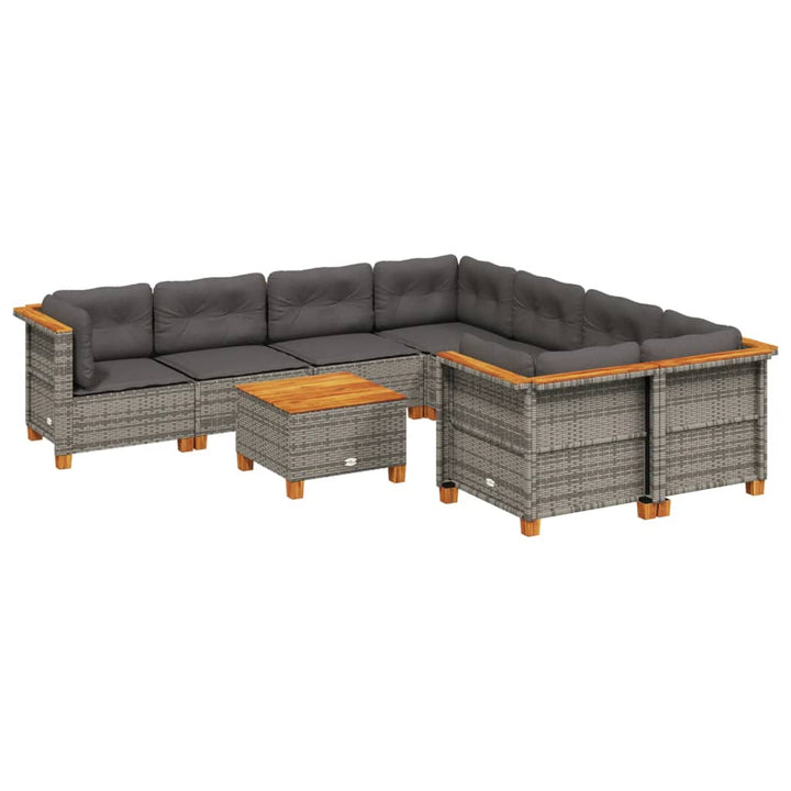 Set Canapele De Grădină, 9 Piese, Cu Perne, , Poliratan