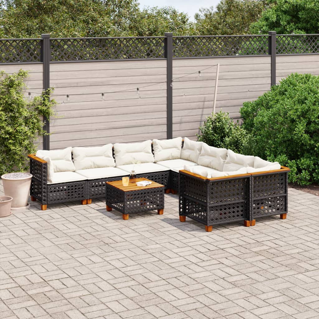 Set Canapele De Grădină, 9 Piese, Cu Perne, , Poliratan