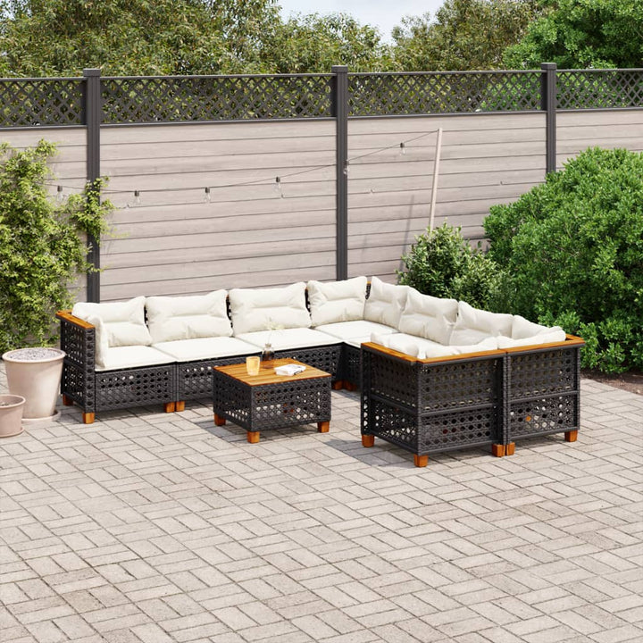 Set Canapele De Grădină, 9 Piese, Cu Perne, , Poliratan